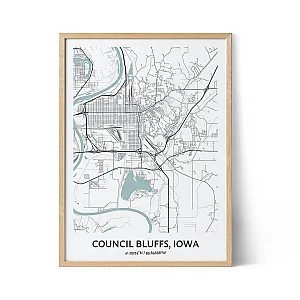 Council Bluffs city map poster