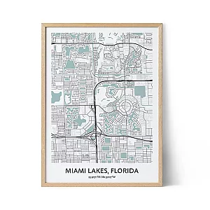 Miami Lakes city map poster