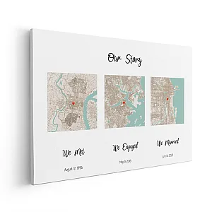 Met Engaged Married Map Canvas