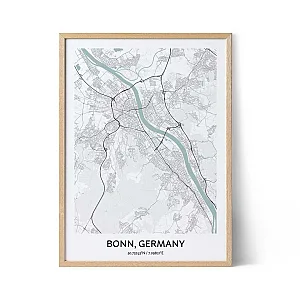 Poster con la mappa della città di Bonn