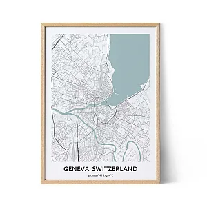 Póster con el mapa de Ginebra