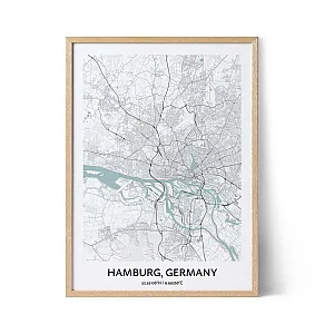Affiche du plan de la ville de Hambourg