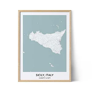 Sicily city map poster
