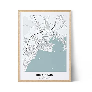 Poster con mappa della città di Ibiza