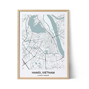 Hanoi city map poster
