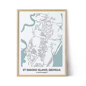 St Simons Island city map poster