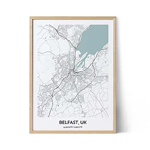 Affiche de la carte de la ville de Belfast