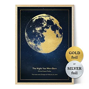 milestone Personalized Gold Foil Birth Moon Gift with age and name