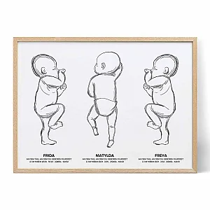 Geburtsposter für Drillinge — personalisiertes Baby- und Familiengeschenk - Schweiz