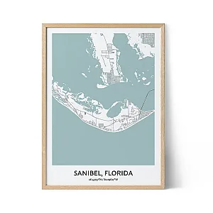 Sanibel stadsplattegrond poster