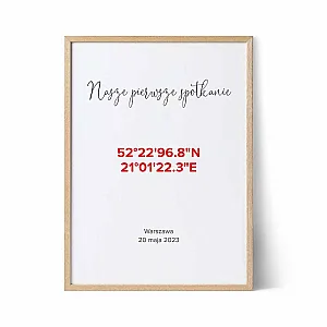 Nasze Pierwsze Spotkanie – Współrzędne — personalizowany plakat artystyczny