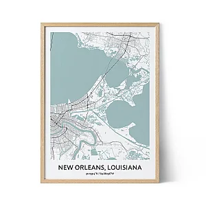 Poster con mappa della città di New Orleans