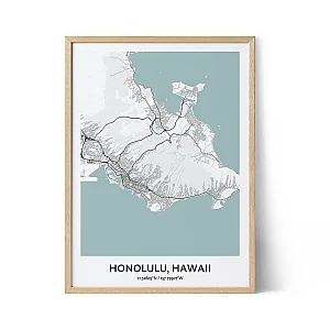Poster con mappa della città di Honolulu