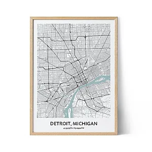 Detroit city map poster