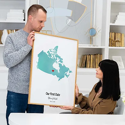 Watercolor Our First Date Map