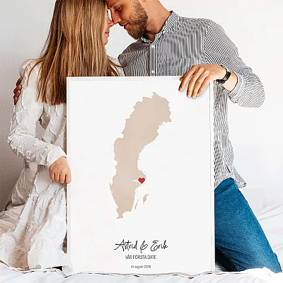Akvarell Vår första träff Karta