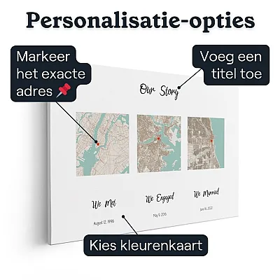 Driedubbel kaartcanvas – personalisatie