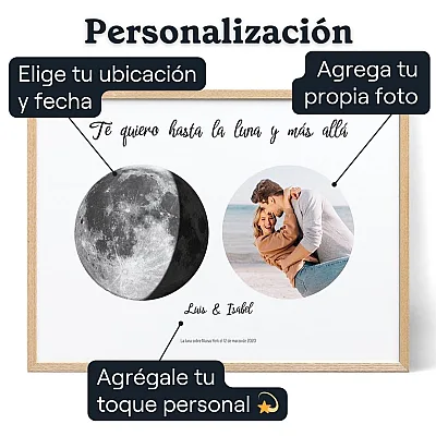 Compromiso Noche Luna Fase Con Foto — impresión personalizada fase lunar