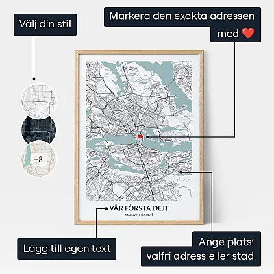 Vi Traffades Har Karta — personlig konstprint