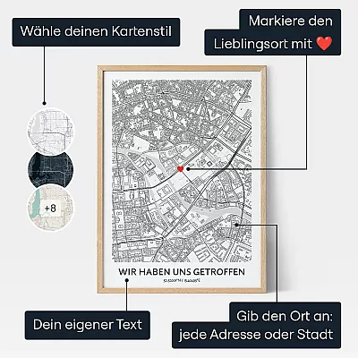 Wo Wir Uns Getroffen Haben — personalisierter Karten-Druck - Schweiz