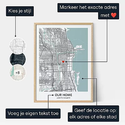 Kaart Nieuw Huis — gepersonaliseerd cadeau voor hem