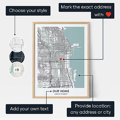 New Home Map — personalised custom map poster