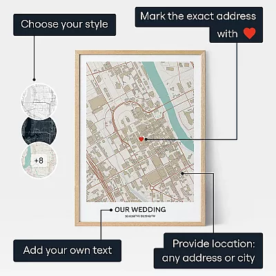 Wedding Map Gift — personalised wedding gift print