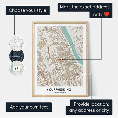Wedding Map Gift — personalised wedding gift print