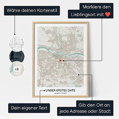 Unser Erstes Date Karte — personalisierter Karten-Druck - Schweiz