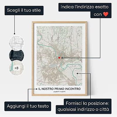 Mappa Del Primo Appuntamento — stampa personalizzata del luogo del primo incontro