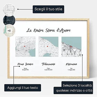 Mappa Della Nostra Storia Damore — regalo di anniversario personalizzato