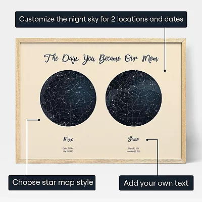 Personalization preview for The Days You Became Our Mom star map