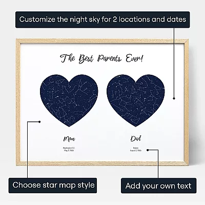 Mom Dad Double Star Map — personalized star map print