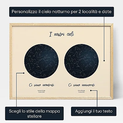 Doppia Mappa Stellare — stampa personalizzata mappa stellare