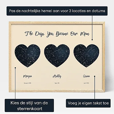 Trippel Stjarnkarta For Mamma — personlig stjärnkarta poster