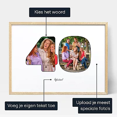 40E Verjaardag Foto Collage — gepersonaliseerde fotomuurkunst