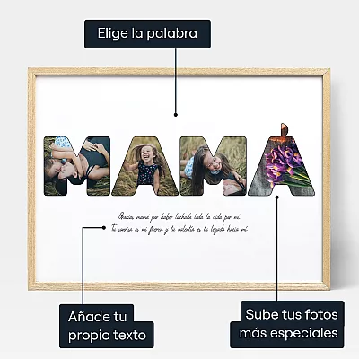 Collage Fotografico De Letras Para Mama — arte de pared fotográfico personalizado
