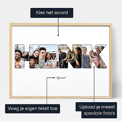 Naam Letter Foto Collage — gepersonaliseerde fotomuurkunst