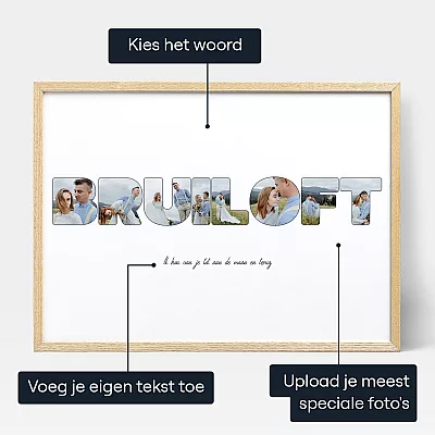 Trouwbrief Foto Collage — gepersonaliseerd huwelijkscadeau