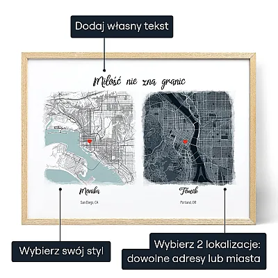 Podwojna Mapa — personalizowany plakat artystyczny