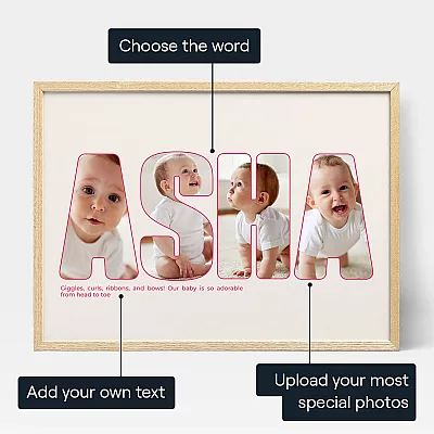 Baby Name Photo Collage — personalised photo wall art print