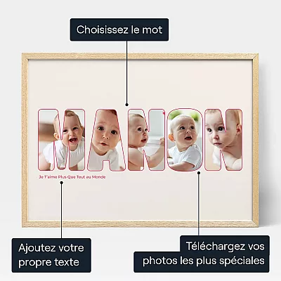 Collage Photos Du Prenom De Bebe — cadeau personnalisé bébé et famille