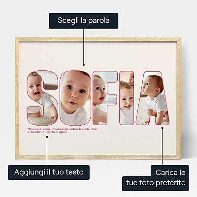 Collage Fotografico Con Il Nome Del Bambino