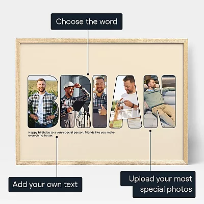Namn Brev Foto Collage — personlig konstprint