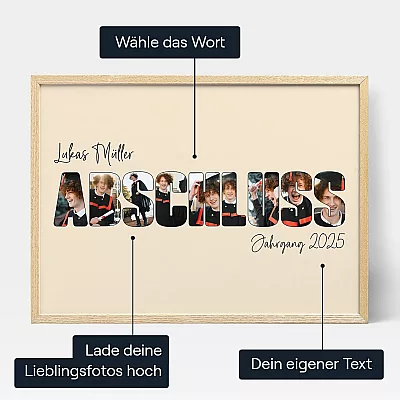 Fotocollage Zum Abschlussjahr — personalisierter Foto-Wandkunst-Druck - Schweiz