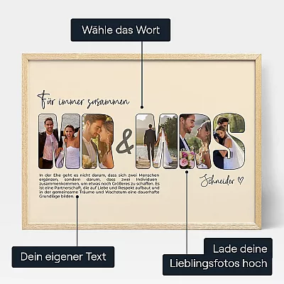 Hochzeits Fotocollage In Buchstabenform — personalisiertes Hochzeitsgeschenk - Schweiz