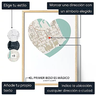 Mapa De Nuestro Primer Beso — impresión artística personalizada
