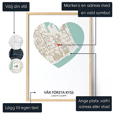 Var Forsta Kyss Karta — personlig konstprint