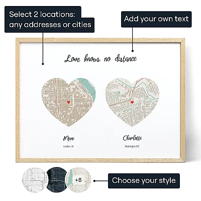 Love Knows No Distance Map For Mum