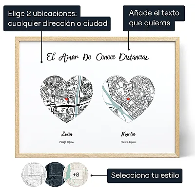 El Amor No Conoce Distancias — impresión artística personalizada